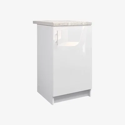 The Range JD Greta Kitchen Base Unit 500mm Storage Cabinet With Door Shelf 50cm Dark Grey Matt with Worktop - White Gloss