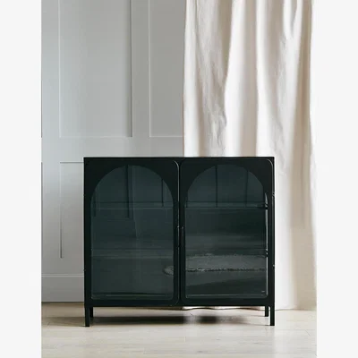 Rose & Grey Black Arch Metal & Glass Cabinet