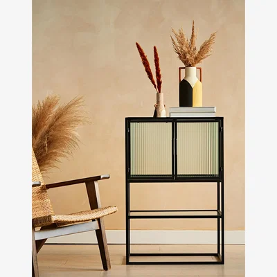 Rose & Grey Kyoto Glass & Metal Small Console Cabinet