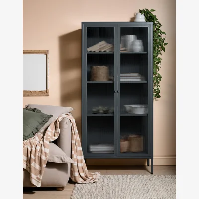 Rose & Grey Tall Taylor Glass Cabinet in Ash