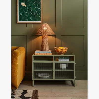 Rose & Grey Sage Green Glass Door Cabinet