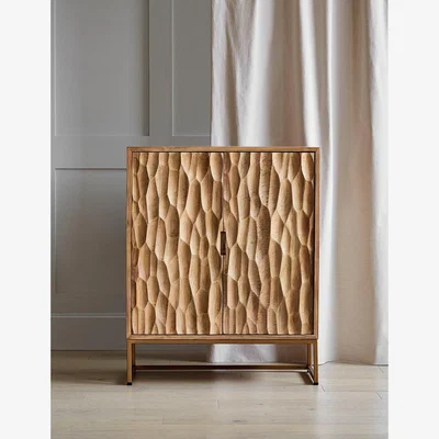 Rose & Grey Mango Wood and Brass Textured Cabinet