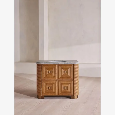 Soho Home Kingsley Single Vanity Unit, Grey Emperador Marble