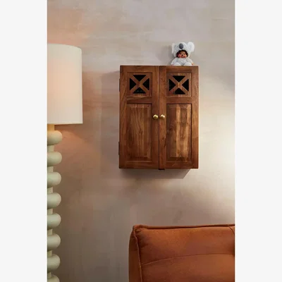 Urban Outfitters Gene Wall Storage Cabinet - Brown H: 60cm x W: 20cm x L: 46cm at Urban Outfitters