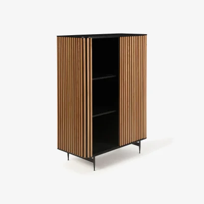 Westwing Highboard Linea with Sliding Door and Ribbed Front