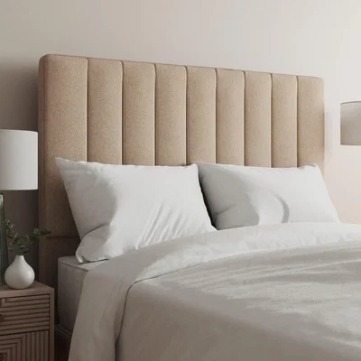 Dunelm Tweed Vertical Stripe Headboard Natural Tweed