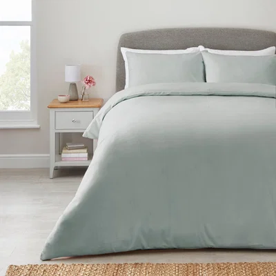 Dunelm Fogarty Plain Blue Bamboo Duvet Cover and Pillowcase Set Light Blue