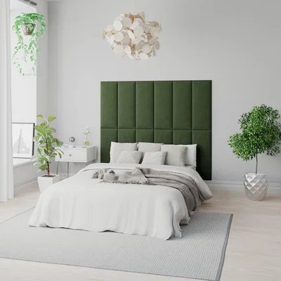 Dunelm Aspire EasyMount Plush Velvet Upholstered Wall Panels Forest (Green)