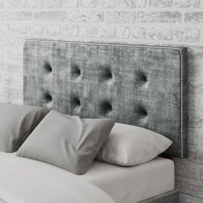 Dunelm Presley Distressed Velvet Headboard Platinum