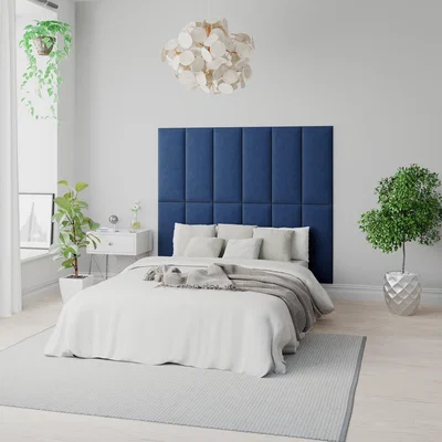 Dunelm Aspire EasyMount Plush Velvet Upholstered Wall Panels Navy