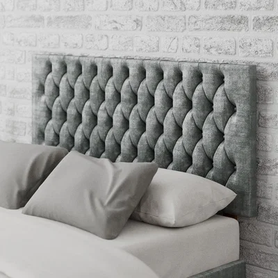 Dunelm Monroe Distressed Velvet Headboard Platinum