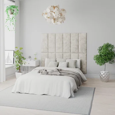 Dunelm Aspire EasyMount Mirazzi Velvet Upholstered Wall Panels Pearl