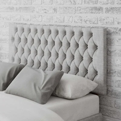 La Redoute Button Tufted Pastel Cotton Headboard