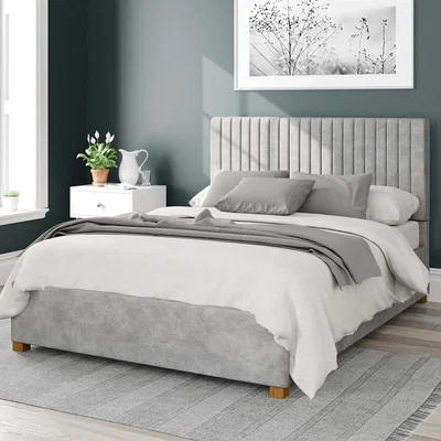 La Redoute Vertically Padded Headboard Design Linen Ottoman Storage Bed