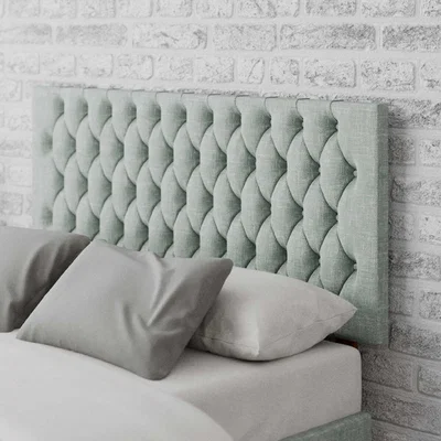 La Redoute Button Tufted Pastel Cotton Headboard