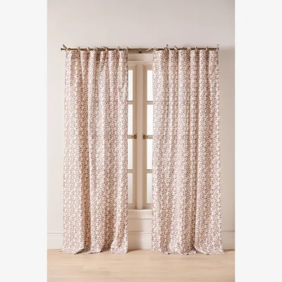 Anthropologie Leora Printed Cotton Tie-Top Floral Curtain