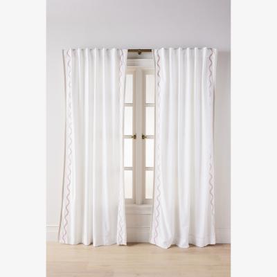 Anthropologie Embroidered Cotton Scalloped Border Curtain