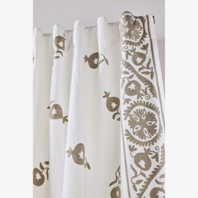 Anthropologie Embroidered Cotton Suzani Border Curtain