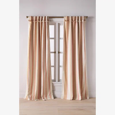 Anthropologie Pieced Stripe Cotton Blend Woven Curtain