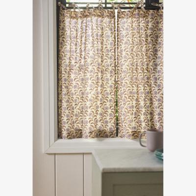 Anthropologie Printed Cotton Tie-Top Floral Café Curtains, Set of 2