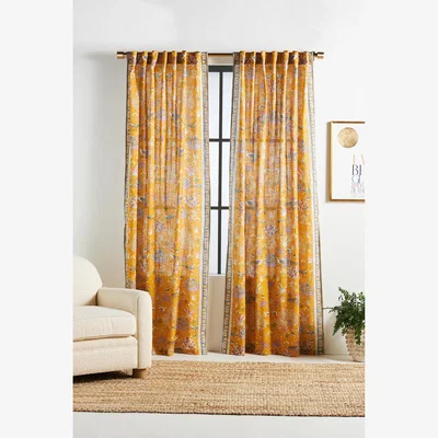 Anthropologie Darby Semi-Sheer Floral Curtain