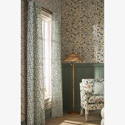Anthropologie Irina Cotton Floral Printed Curtain