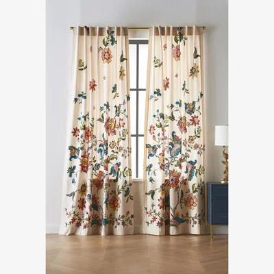 Anthropologie Adele Floral Cotton Curtain