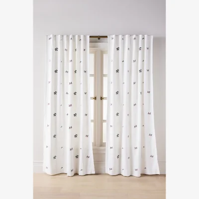 Anthropologie Fall Icons Embroidered Cotton Curtain