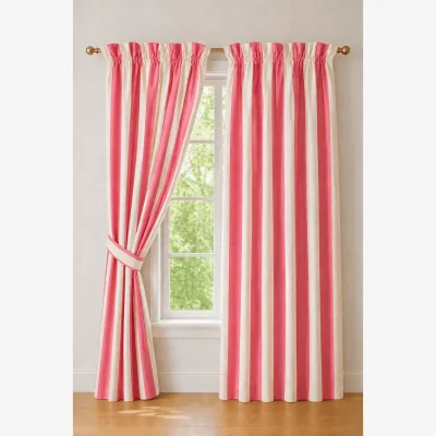 Casa by JJ Poppy Rose Blush Striped Pair of Curtains
