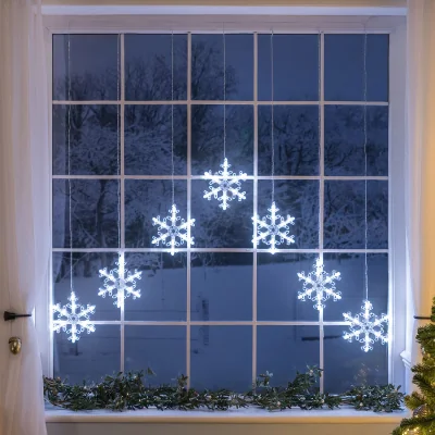 Christow Christmas Snowflake Curtain Lights