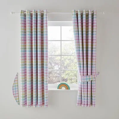 Dunelm Rainbow Check Blackout Eyelet Curtains