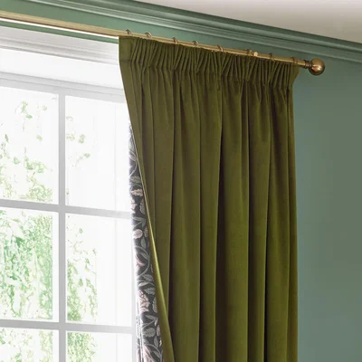 Dunelm Portobella Thornton Floral Lining Pencil Pleat Curtains Olive