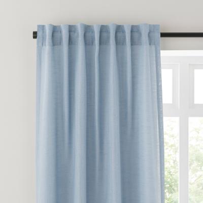 Dunelm Touch of Linen Blue Unlined Tab Top Curtains Blue