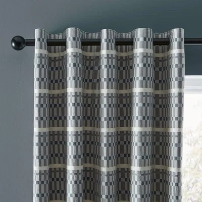 Dunelm Ash Geometric Blackout Eyelet Curtains