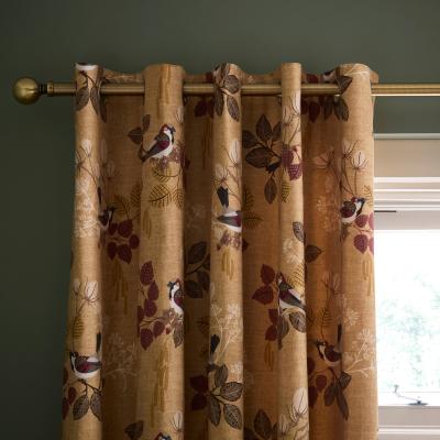 Dunelm Sparrow Bird Eyelet Curtains Ochre