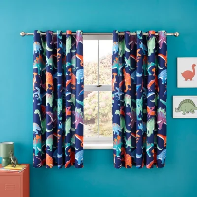 Dunelm Bright Dino Blackout Eyelet Curtains
