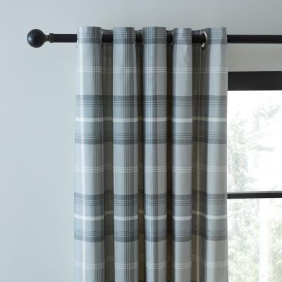 Dunelm Oswald Checked Eyelet Curtains Grey
