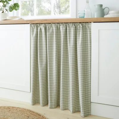 Dunelm Gingham Checked Slot Top Unlined Undercounter Curtain