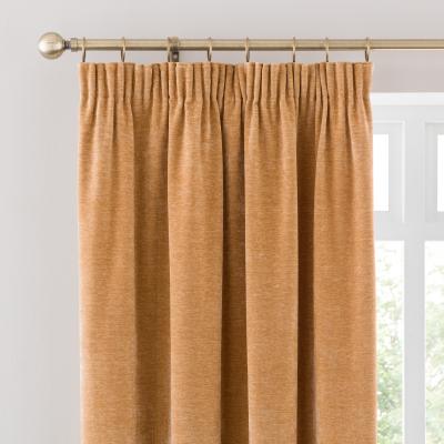 Dunelm Vintage Chenille Pencil Pleat Curtains Honey