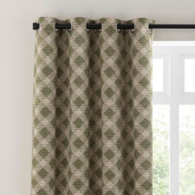 Dunelm Brody Check Thermal Eyelet Curtains Olive