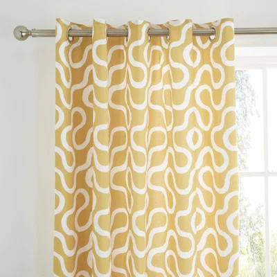 Dunelm Elements Wiggins Wiggle Blackout Eyelet Curtains Ochre