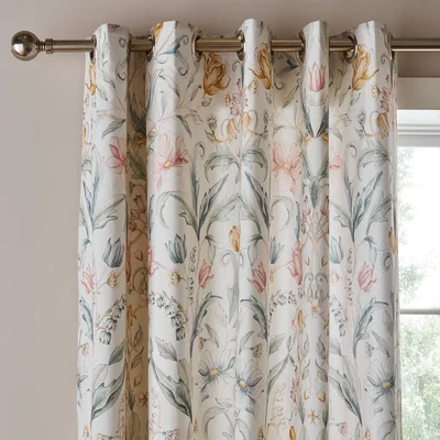 Dunelm Imi Tulip Floral Cotton Blackout Eyelet Curtains