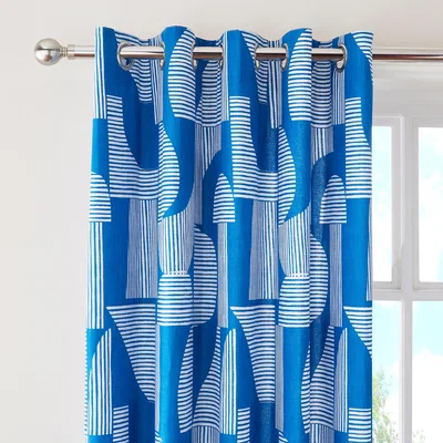 Dunelm Elements Ezra Blue Blackout Eyelet Curtains Blue