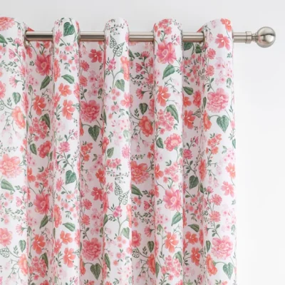 Dunelm Eden Floral Polycotton Eyelet Blackout Curtains