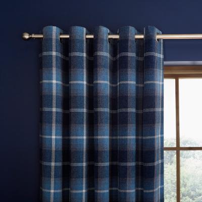 Dunelm Ember Chenille Thermal Navy Eyelet Curtains Navy