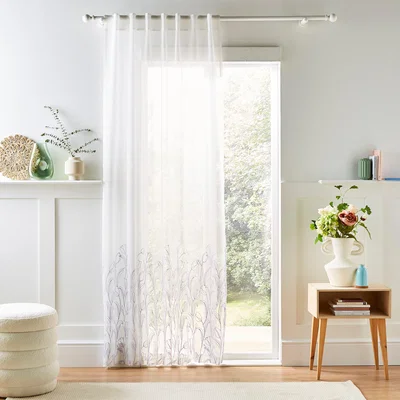 Dunelm Embroidered Tulip Slot Top Single Voile Panel