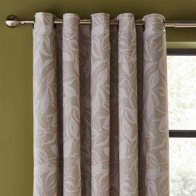 Dunelm Sketched Leaves Cotton Blackout Eyelet Curtains