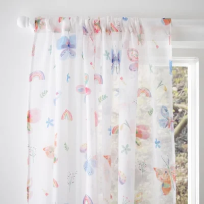 Dunelm Printed Butterfly Slot Top Voile