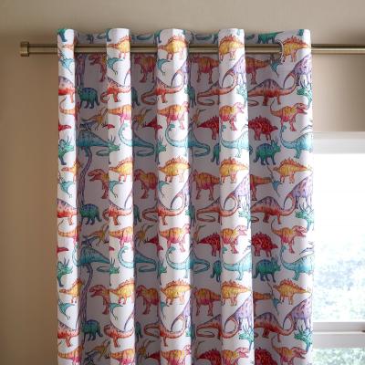Dunelm Dinosaurs Gallery Eyelet Curtains Natural
