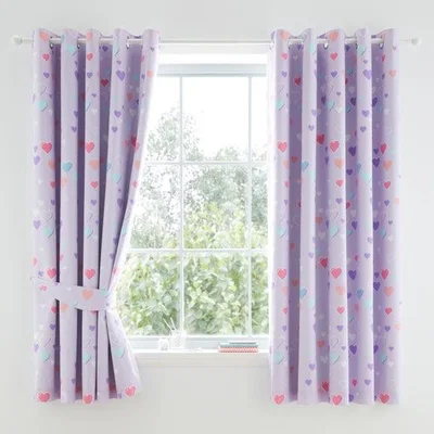 Dunelm Pixel Hearts Blackout Eyelet Curtains